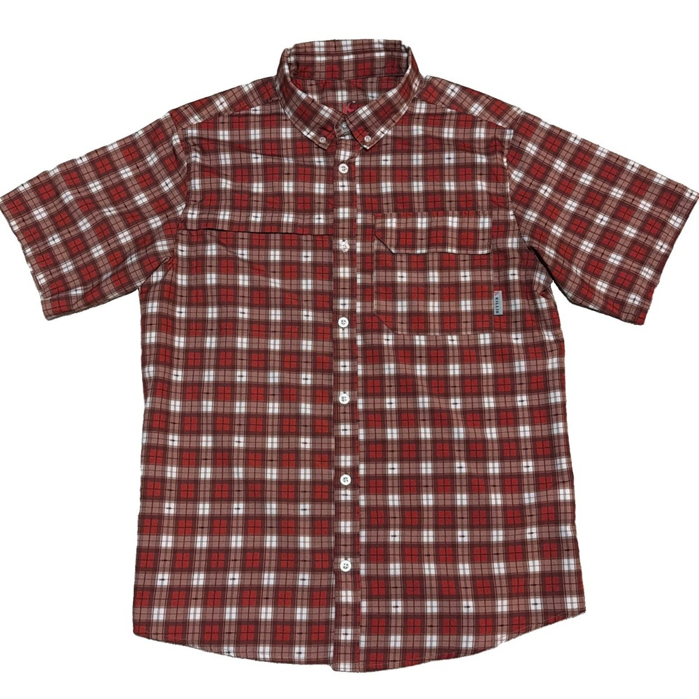 Killik Men's M Performance Fishing Shirt Multicolored Plaid Vented Short Sleeve
